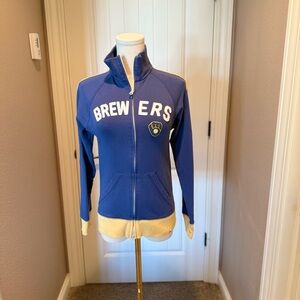 47 Women's Brewers Varsity Jacket in Blue and Yellow